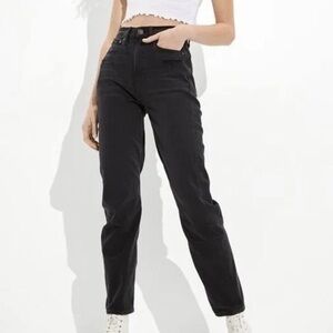 American Eagle Women 6 Black Denim Casual Grunge Highest Rise 90s Boyfriend Jean